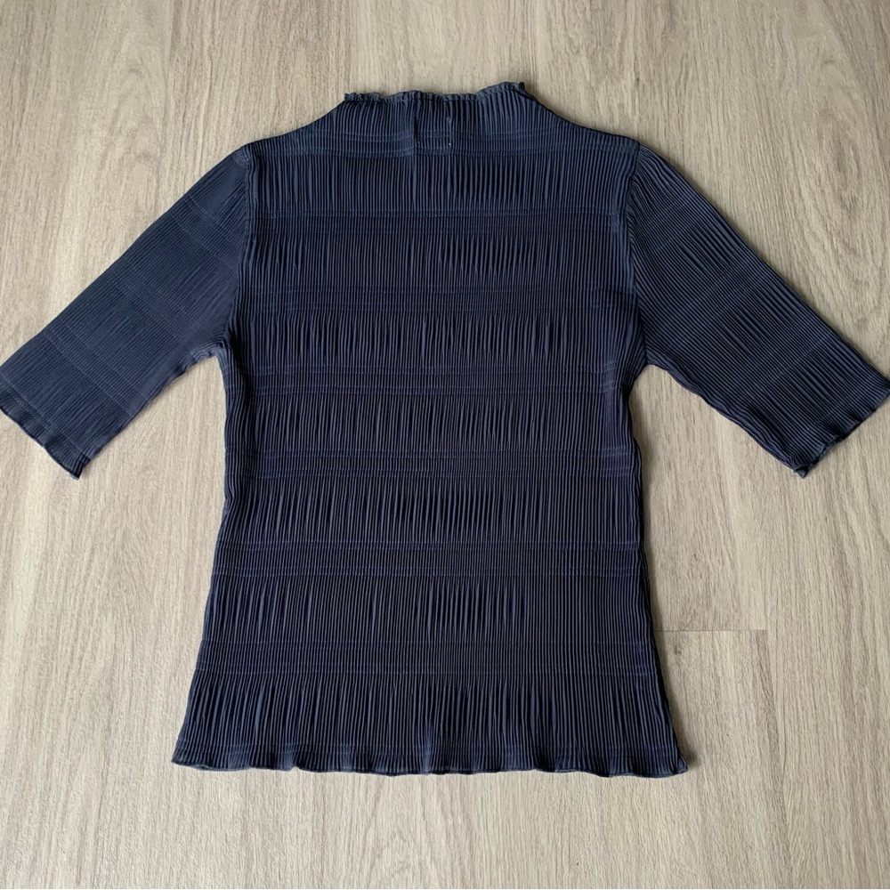 Ganni Navy Pleated Top - Picture 9 of 11